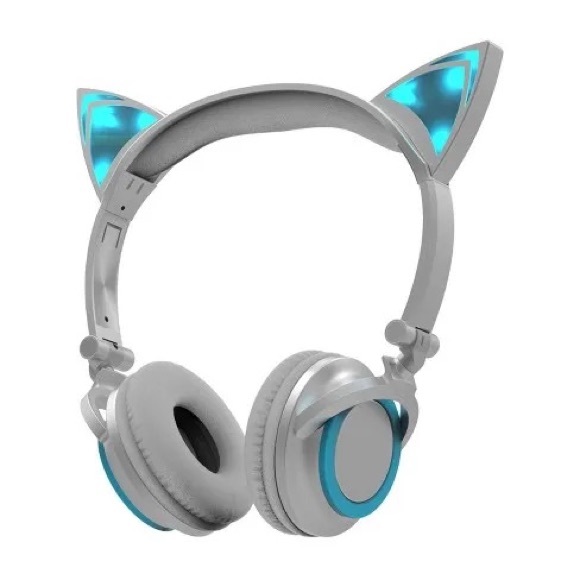 Sharper Image Blue Cat Ear LED Light Up Headphones - Picture 3 of 3